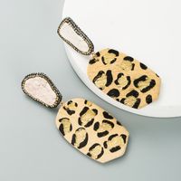 Fashion Exaggerated Geometric Leather Leopard Print Earrings sku image 2