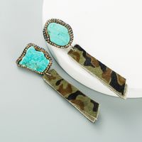Fashion Leopard Print Long Tassel Stone Diamond Earrings main image 7