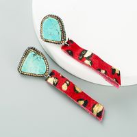 Fashion Leopard Print Long Tassel Stone Diamond Earrings sku image 4