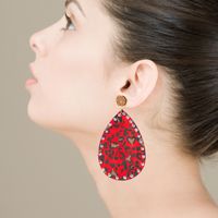 Bohemian Drop-shaped Pu Leather Rhinestones Earrings main image 1