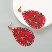 Bohemian Drop-shaped Pu Leather Rhinestones Earrings sku image 2