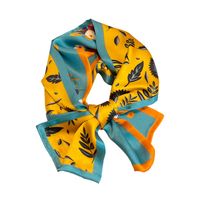 Yellow Green Flowers Thin And Narrow Silk Scarves Wholesale main image 6