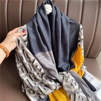 Korean Color Matching Cotton And Linen Long Silk Scarf main image 3