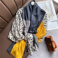 Korean Color Matching Cotton And Linen Long Silk Scarf main image 5