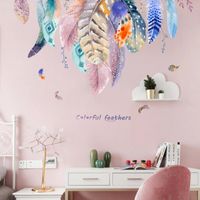 New Fashion Color Feather Bedroom Wall Stickers main image 1