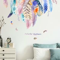 New Fashion Color Feather Bedroom Wall Stickers main image 3