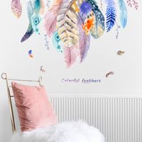 New Fashion Color Feather Bedroom Wall Stickers main image 4