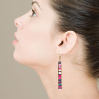 Mode Bar Long Alliage Bordure Couleur Cuir Boucles D'oreilles main image 2