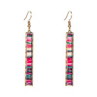 Fashion Bar Long Alloy Edging Color Leather Earrings main image 8