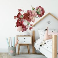New Red Peony Flower Bedroom Porch Wall Stickers main image 3