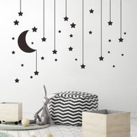 Stickers Muraux Simples De Chambre À Coucher Avec Pendentif Étoile De Lune main image 3