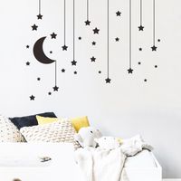 Stickers Muraux Simples De Chambre À Coucher Avec Pendentif Étoile De Lune main image 5