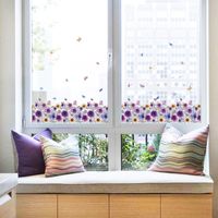 New Purple Painted Flowers Glass Wall Stickers main image 1