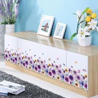 New Purple Painted Flowers Glass Wall Stickers main image 3