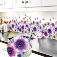 New Purple Painted Flowers Glass Wall Stickers main image 4
