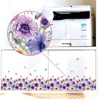 Nouveaux Stickers Muraux En Verre Fleurs Peintes Violettes main image 5