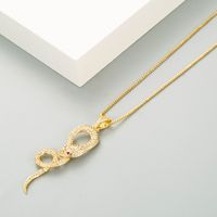 Fashion Snake Long Copper Inlaid Zircon Necklace Wholesale main image 3