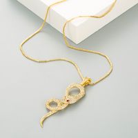 Fashion Snake Long Copper Inlaid Zircon Necklace Wholesale main image 4