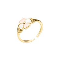 Anillo De Gota De Aceite Bañado En Oro De Cobre Con Trébol De Cuatro Hojas En Forma De Corazón Coreano main image 6