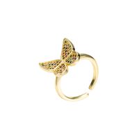 Fashion Butterfly Shaped Copper Gold Plated Diamond Open Ring main image 6