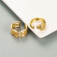 Fashion Copper Micro-inlaid Zircon Leopard Head Open Ring Wholesale main image 4