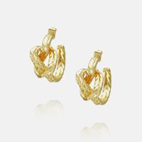 Fashion Irregular Twist Wheat Copper Gold-plated Earrings Wholesale sku image 2