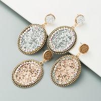 Fashion Exaggerated Oval Leather Sequin Alloy Earrings main image 1