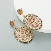 Fashion Exaggerated Oval Leather Sequin Alloy Earrings main image 3