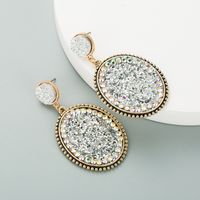 Fashion Exaggerated Oval Leather Sequin Alloy Earrings main image 5