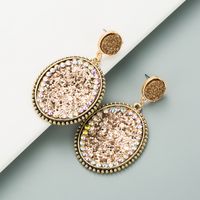 Fashion Exaggerated Oval Leather Sequin Alloy Earrings main image 6
