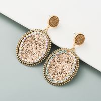 Fashion Exaggerated Oval Leather Sequin Alloy Earrings main image 7