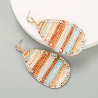 1 Pair Bohemian Stripe Water Droplets Plating Inlay Pu Leather Alloy Rhinestones Gold Plated Earrings sku image 1