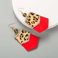 Leopard Print Hot Stamped Long Leather Rhinestone Earrings Bohemian Earrings main image 5