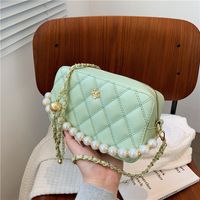 Fashion Pearl Rhomboid Embroidery Thread Shoulder Messenger Portable Bag Wholesale main image 5