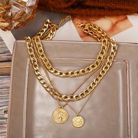 Fashion Multi-layer Round Medal Alloy Necklace Wholesale main image 3