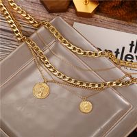 Fashion Multi-layer Round Medal Alloy Necklace Wholesale main image 4