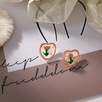 Fashion Heart-shape Peach Pearl Tulip Alloy Earrings Wholesale main image 4