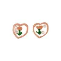 Fashion Heart-shape Peach Pearl Tulip Alloy Earrings Wholesale main image 6