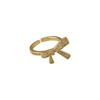 Fashion Gold-plated Micro-inlaid Zircon Bow Heart-shaped Open Ring main image 3
