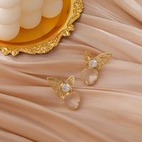Fashion Heart-shape Hollow Butterfly Micro-inlaid Zircon Copper Earrings Wholesale main image 5