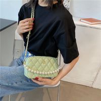 Fashion Pearl Rhomboid Embroidery Thread Shoulder Messenger Portable Bag Wholesale sku image 2