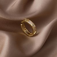 Fashion Gold-plated Micro-inlaid Zircon Bow Heart-shaped Open Ring sku image 1