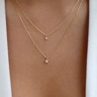 Mode Nouveau Collier Simple Étoile À Deux Couches De Diamants main image 1
