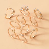 Retro Style Fashion New Simple Diamond Big Moon Ring Set main image 3