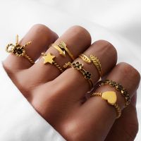 Retro Style Fashion New Simple Silver Bow Peach Heart Ring Set main image 3