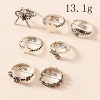 Retro Style Fashion New Simple Silver Bow Peach Heart Ring Set main image 8