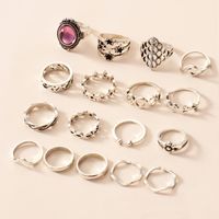 Retro Style Fashion New Simple Purple Diamond Ring Set main image 6