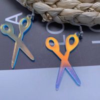 New Acrylic Color Reflective Scissors Women's Earrings main image 3