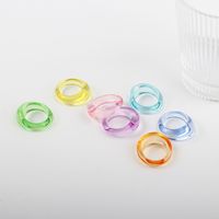 Fashion Candy Color Resin Transparent Ring Set main image 4