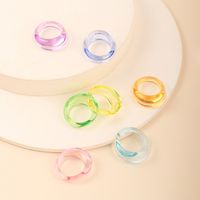 Fashion Candy Color Resin Transparent Ring Set main image 5